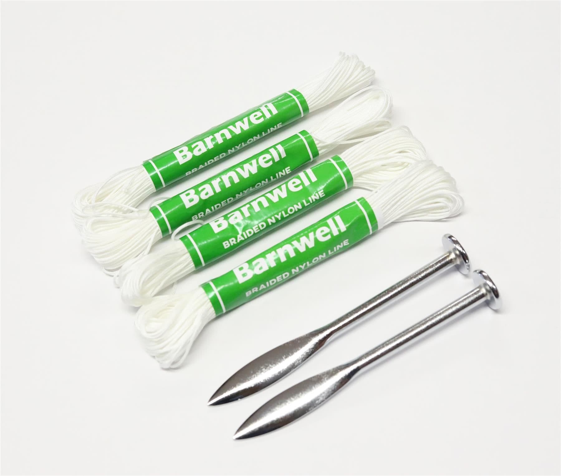 Barnwell 4 x Hanks of 18m Size A and Pair of line Pins Brick Masons Builders Line Made in UK