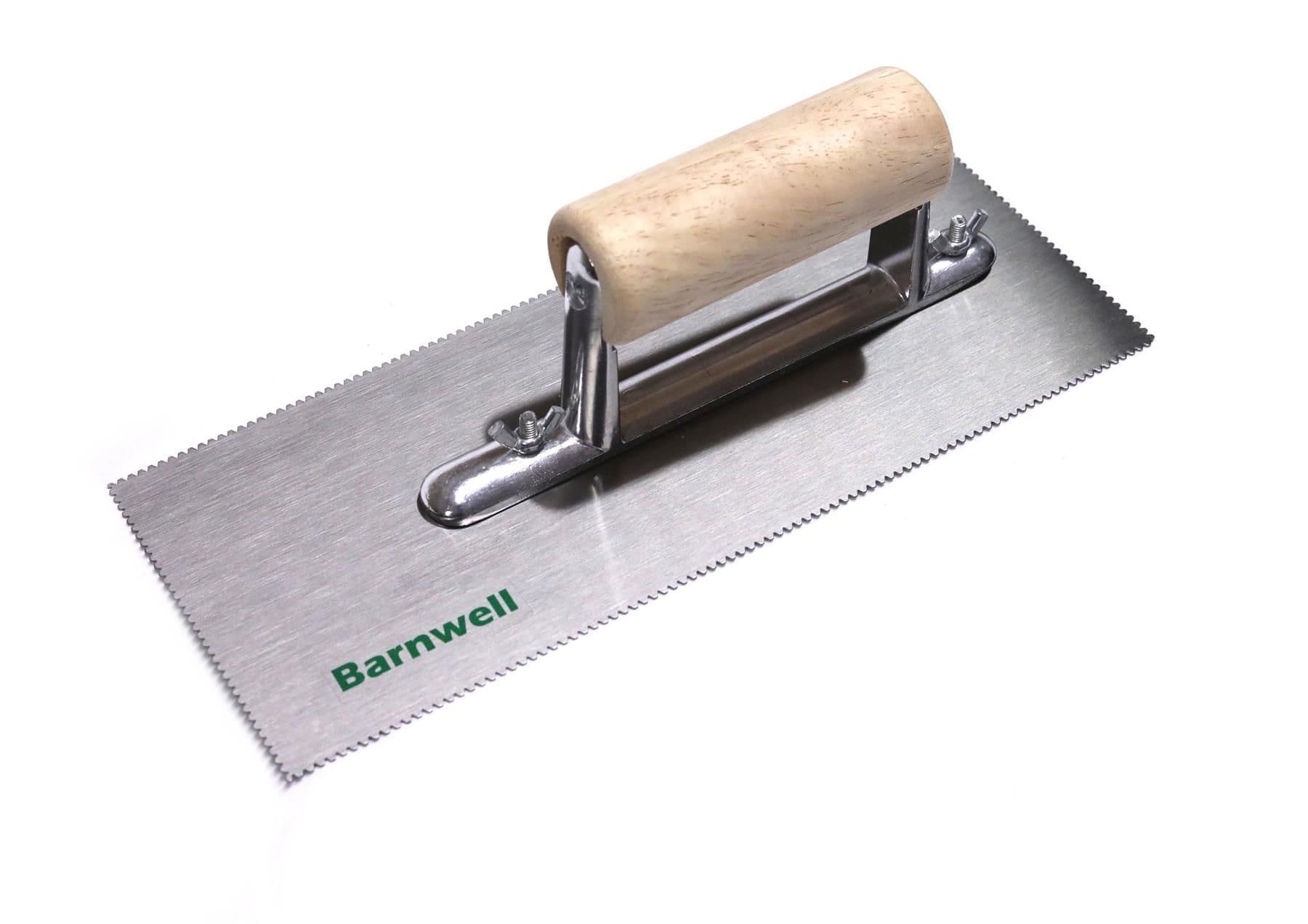 Barnwell Adhesive Trowel - 2.0mm Notched Blade with Wooden Handle