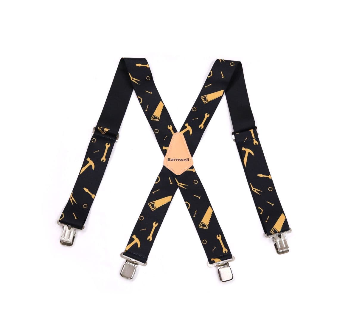 Barnwell Black Tool Trouser Braces Suspenders Heavy Duty Metal Clips 50mm Wide