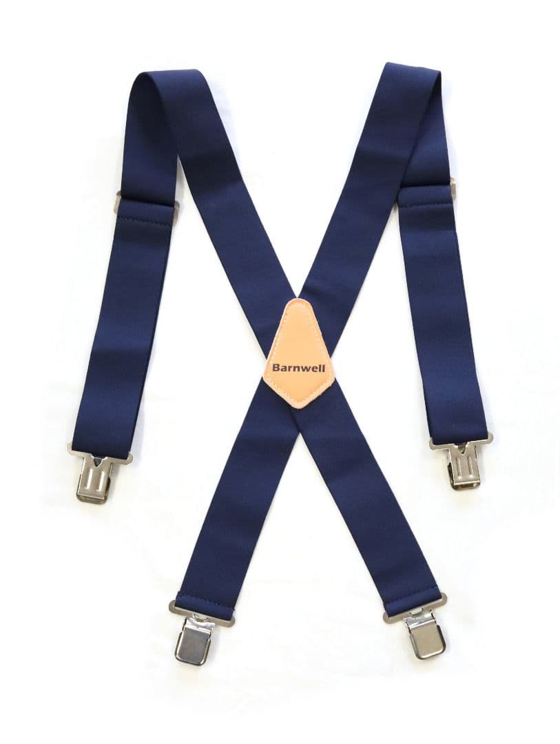 Barnwell Navy Trouser Braces Suspenders Heavy Duty Metal Clips 50mm Wide Elastic