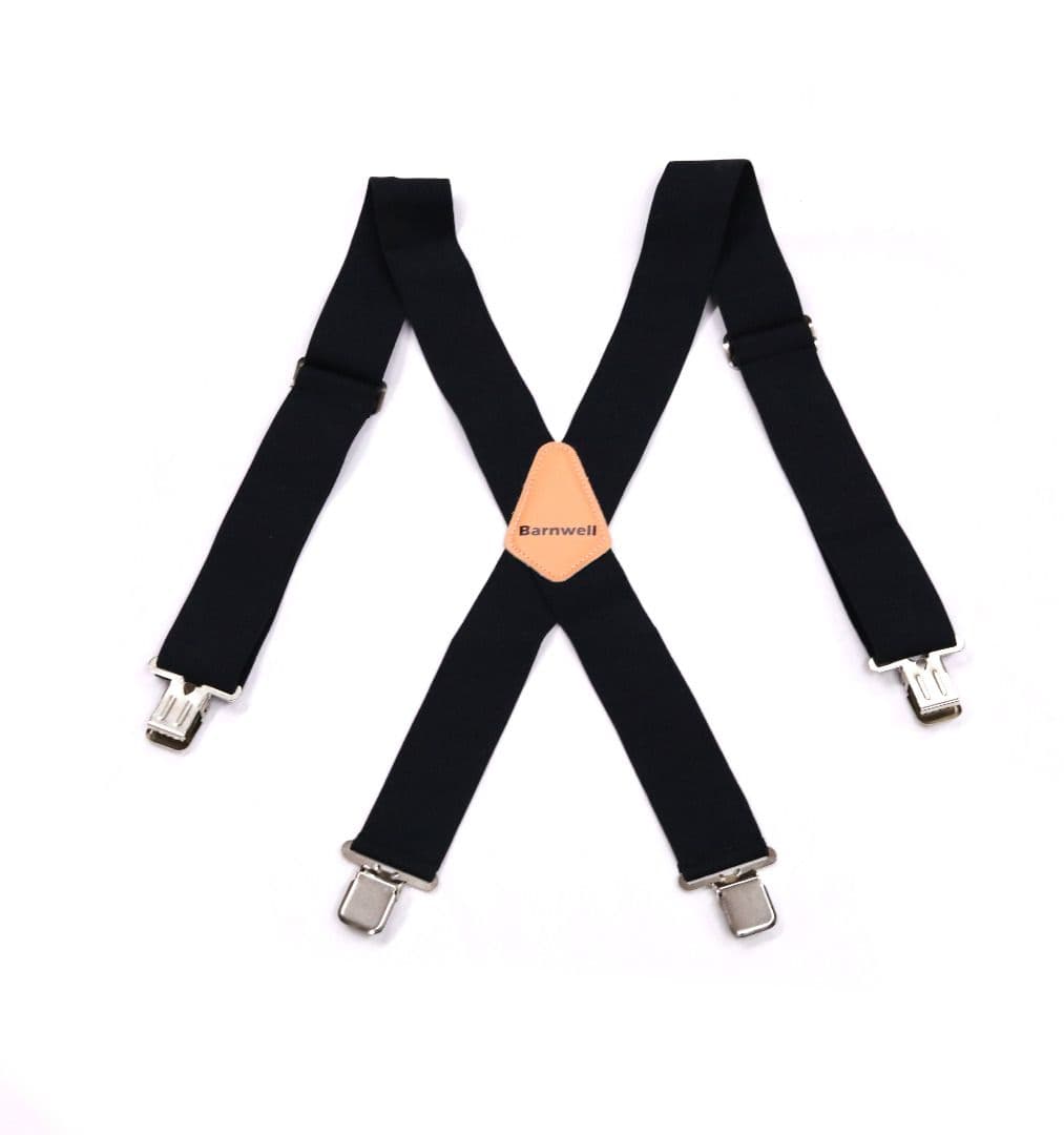 Barnwell Plain Black Trouser Braces Suspenders Heavy Duty Metal Clips 50mm
