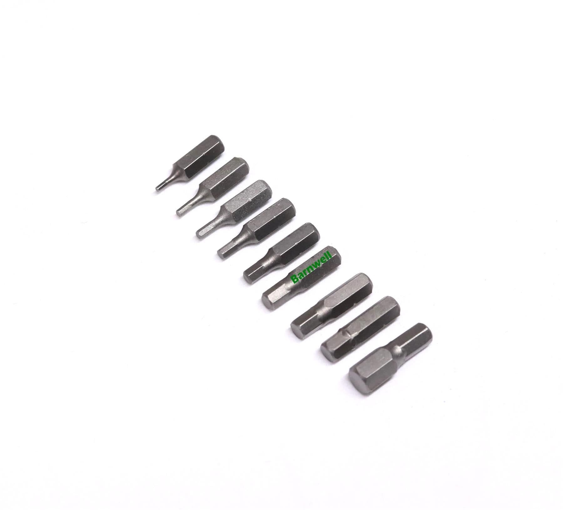 Barnwell Set of 9 Hexagon/Hex/Allen Metric Screwdriver Bits 1.5,2,2.5,3,4,5,5.5,6,8mm